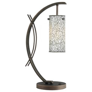 woodbridge lighting eclipse mosaic glass/metal table lamp in bronze/white