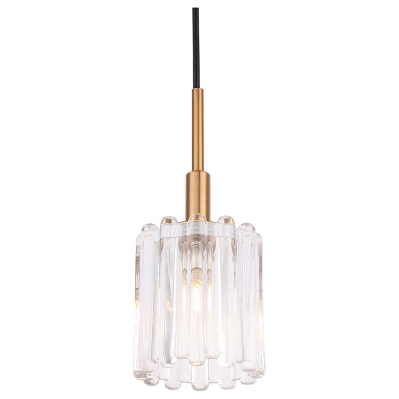 Woodbridge Lighting Candice Swizzle Stick Cylinder Metal Mini-Pendant in Brass