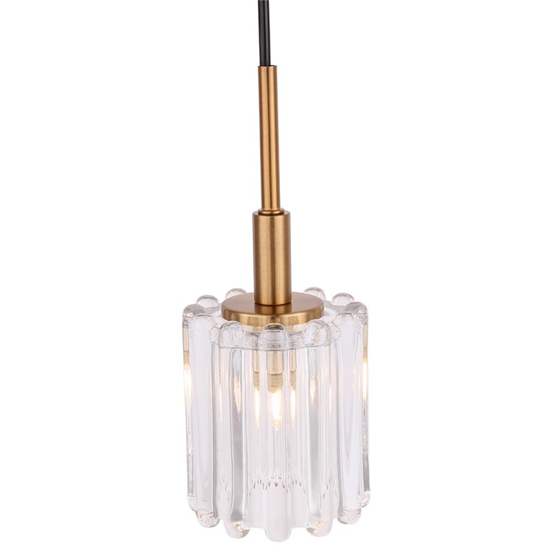 Woodbridge Lighting Candice Swizzle Stick Cylinder Metal Mini-Pendant in Brass