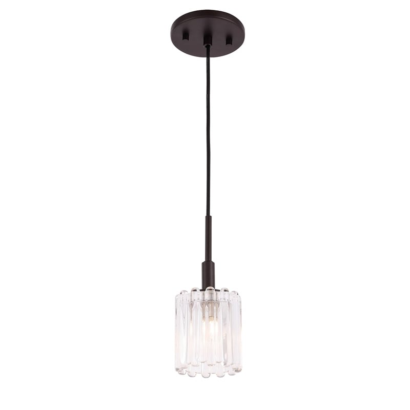Woodbridge Lighting Candice Swizzle Stick Cylinder Metal Mini-Pendant in Bronze