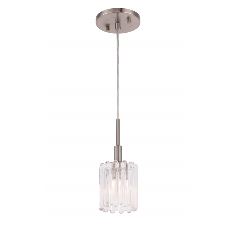 Woodbridge Lighting Candice Swizzle Stick Cylinder Metal Mini-Pendant in Nickel