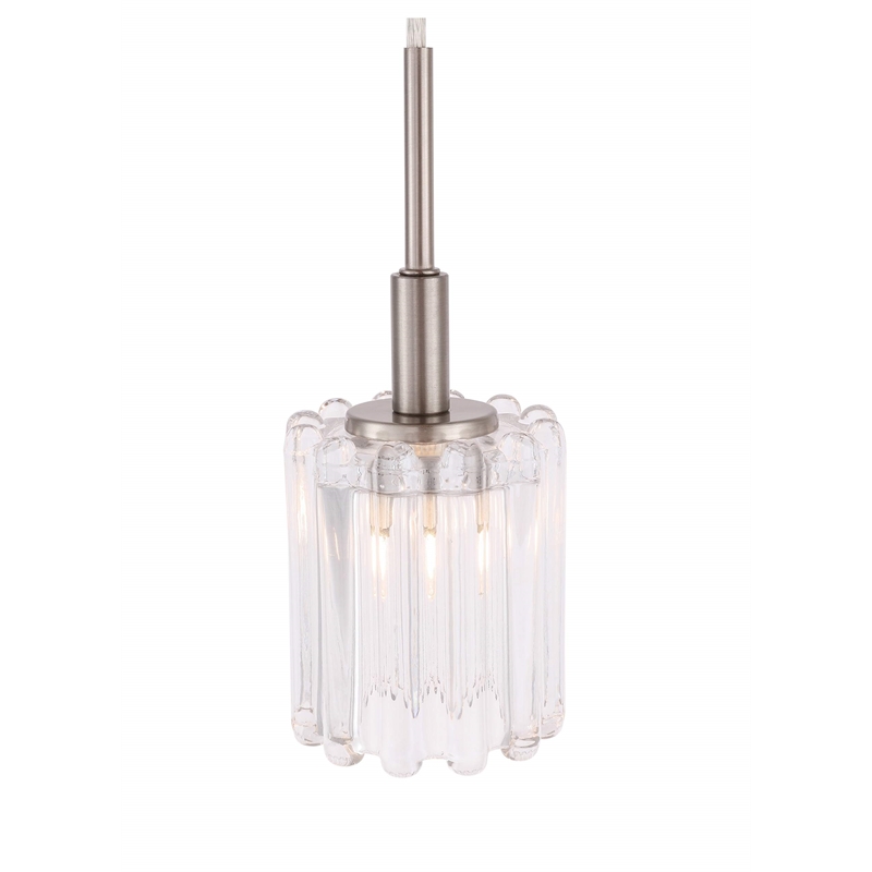 Woodbridge Lighting Candice Swizzle Stick Cylinder Metal Mini-Pendant in Nickel