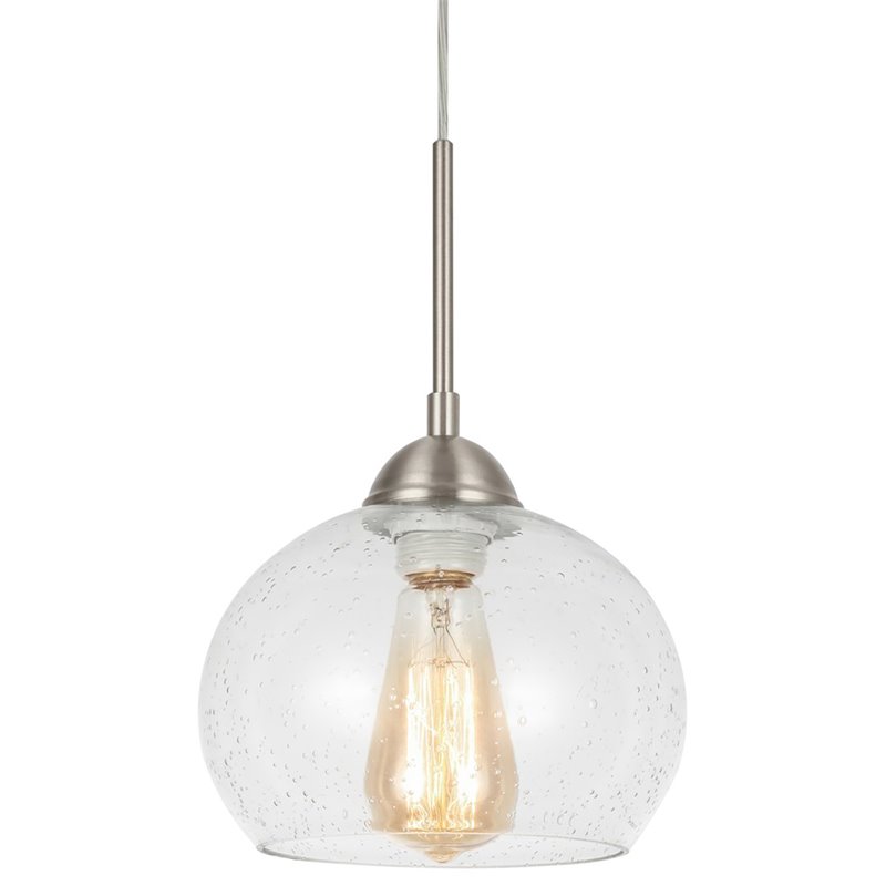 Woodbridge Lighting Taylor 13623STN-C008 Metal Ball Mini-Pendant in Nickel/Clear