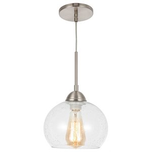 Woodbridge Lighting Taylor 13623STN-C008 Metal Ball Mini-Pendant in Nickel/Clear