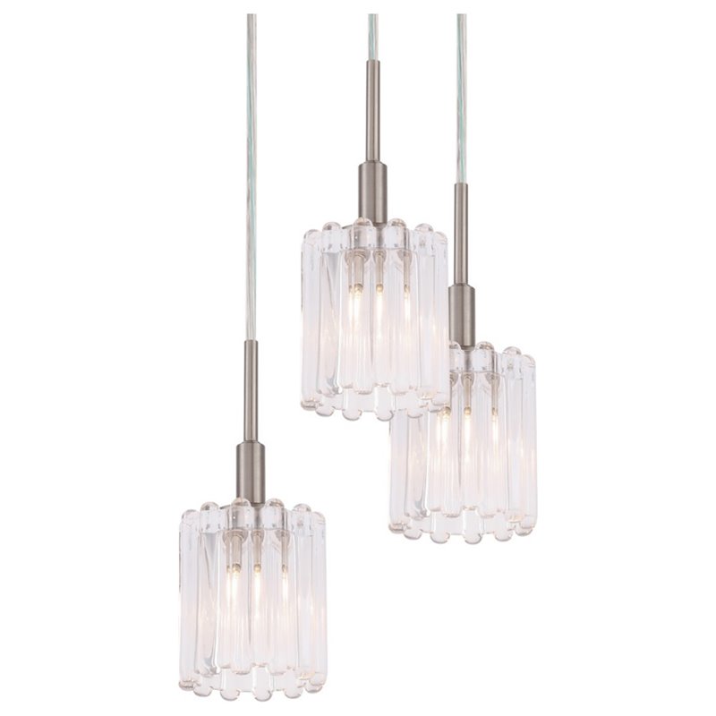 Woodbridge Lighting Candice 5-Light Transitional Glass Cluster Pendant in Nickel