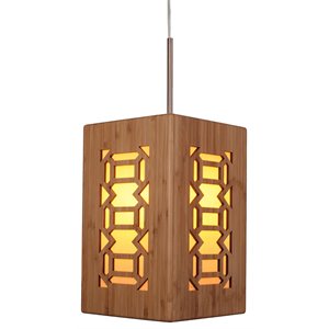 Woodbridge Lighting Light House Triune Medium Bamboo Pendant in Brass/Natural