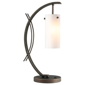woodbridge lighting eclipse glass/metal table lamp in bronze/faux opal