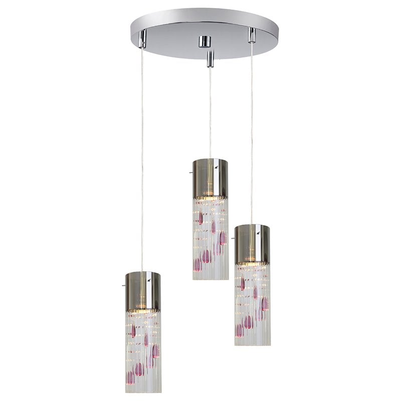 Woodbridge Lighting Gem 3-Light Metal LED Pendant with String in Amethyst Purple