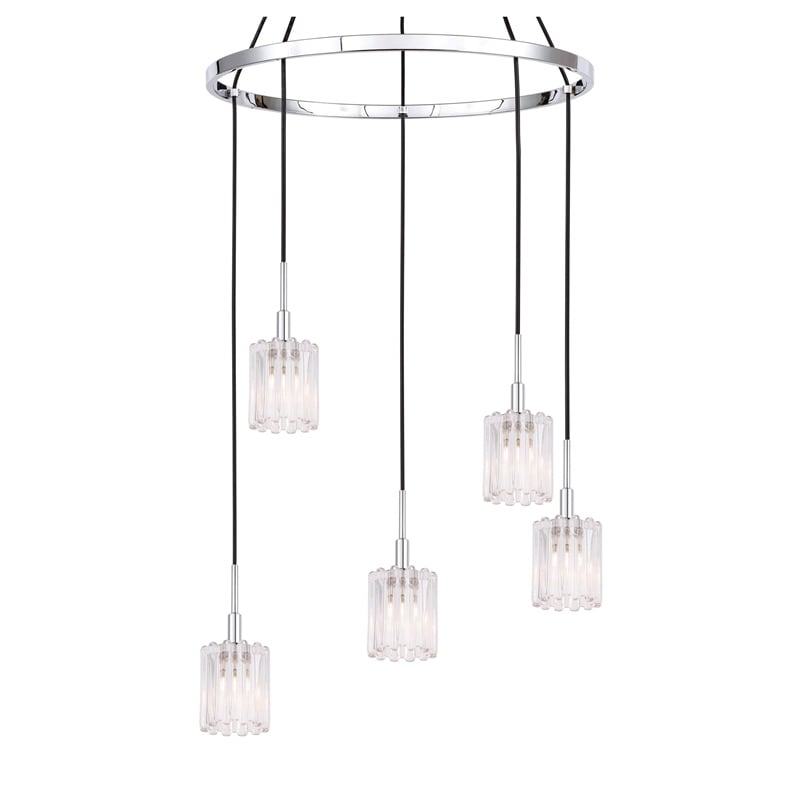 Woodbridge Lighting Candice Frosted Square Metal Chandelier in Chrome