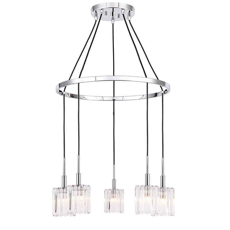 Woodbridge Lighting Candice Frosted Square Metal Chandelier in Chrome