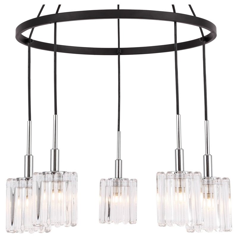 Woodbridge Lighting Candice Frosted Square Metal Chandelier in Chrome/Bronze