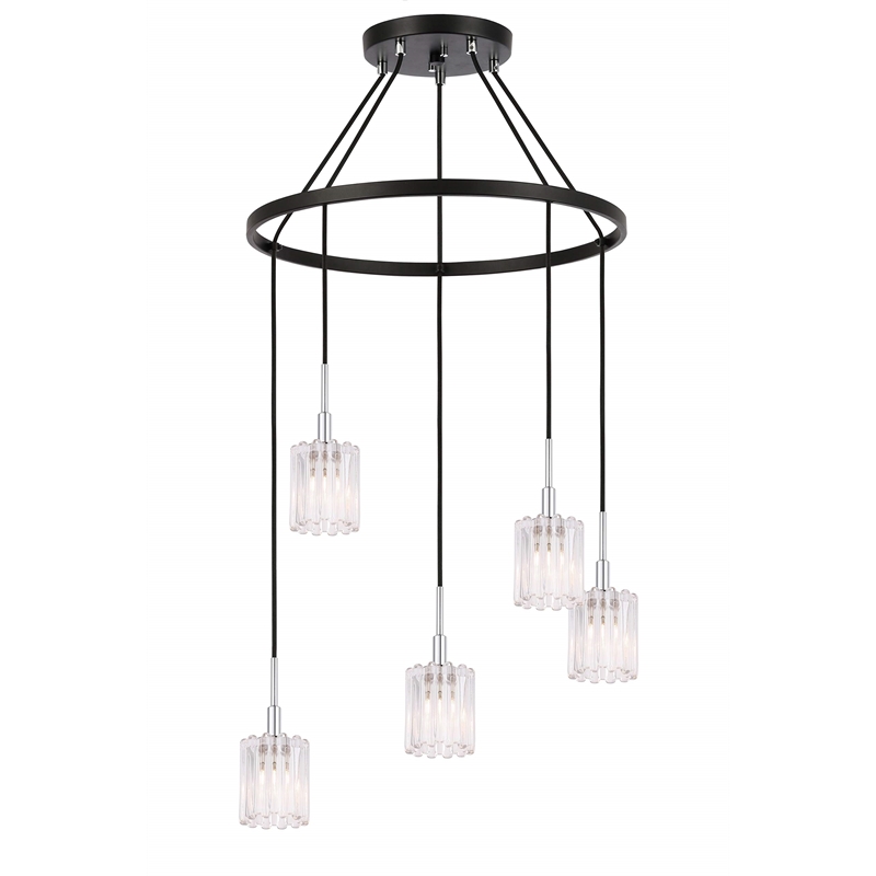 Woodbridge Lighting Candice Frosted Square Metal Chandelier in Chrome/Bronze