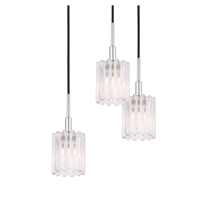 Woodbridge Lighting Candice Frosted Square Metal Chandelier in Chrome/Bronze