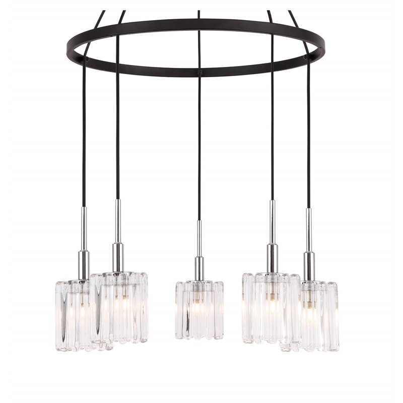 Woodbridge Lighting Candice Frosted Square Metal Chandelier in Chrome/Bronze