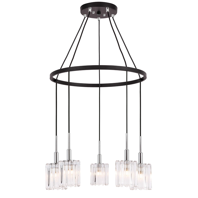 Woodbridge Lighting Candice Frosted Square Metal Chandelier in Chrome/Bronze