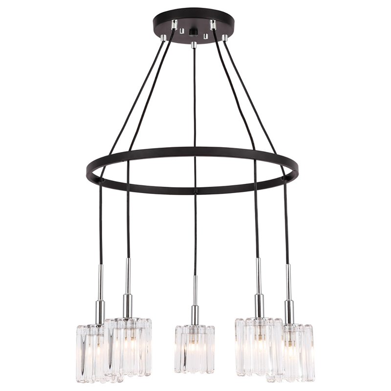 Woodbridge Lighting Candice Frosted Square Metal Chandelier in Chrome/Bronze