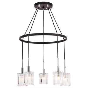 Woodbridge Lighting Candice Frosted Square Metal Chandelier in Chrome/Bronze