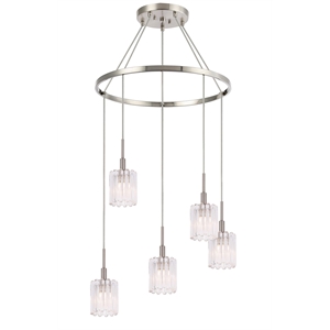 Woodbridge Lighting Candice Frosted Square Metal Chandelier in Satin Nickel