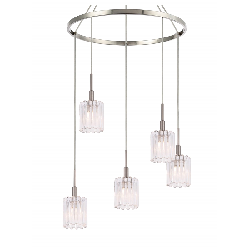 Woodbridge Lighting Candice Frosted Square Metal Chandelier in Satin Nickel