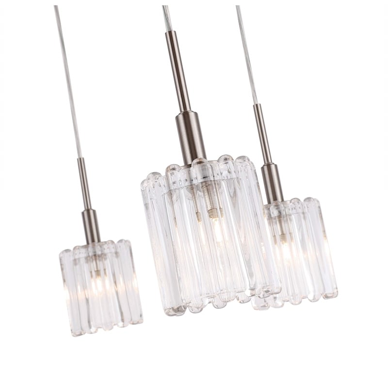 Woodbridge Lighting Candice Frosted Square Metal Chandelier in Satin Nickel