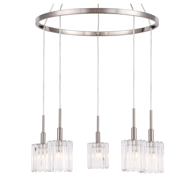Woodbridge Lighting Candice Frosted Square Metal Chandelier in Satin Nickel