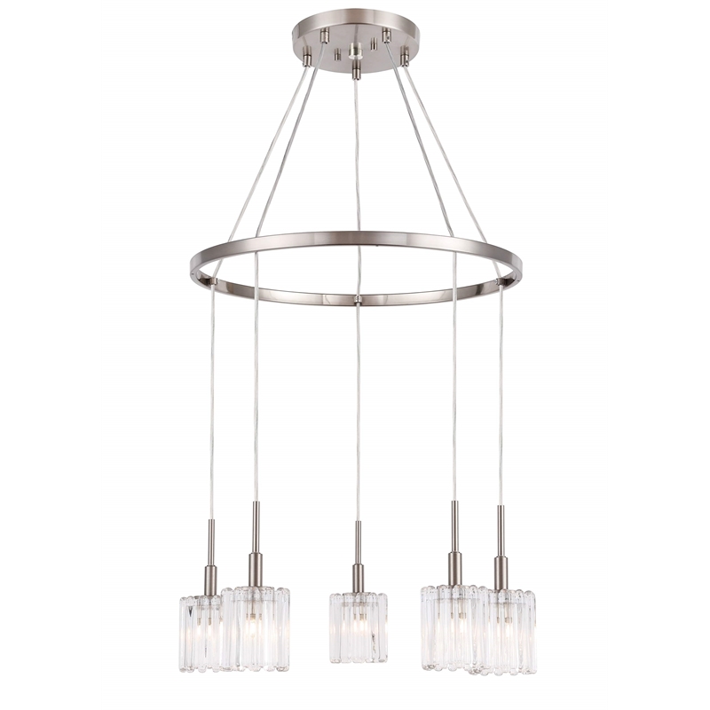Woodbridge Lighting Candice Frosted Square Metal Chandelier in Satin Nickel