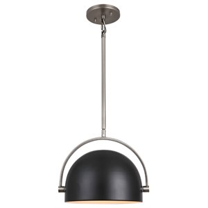 Woodbridge Lighting Charleston 10&quot Metal Pendant in Antique Nickel/Black