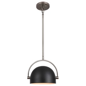 Woodbridge Lighting Charleston 8&quot Metal Pendant in Antique Nickel/Black