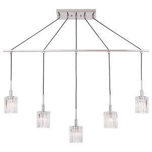 Woodbridge Lighting Candice Frosted Square Metal Linear Pendant in Chrome