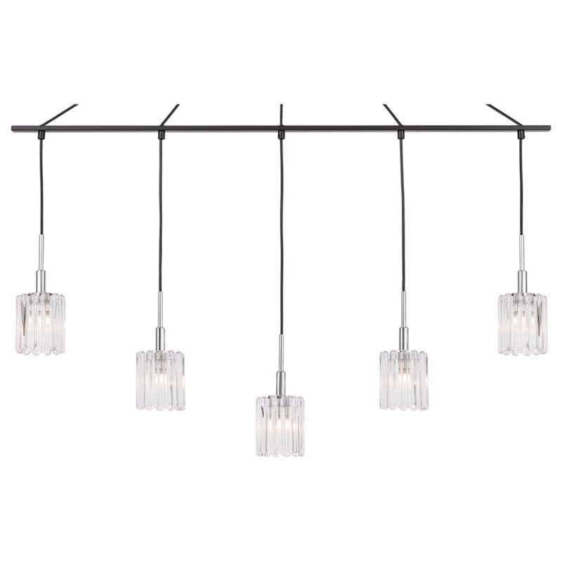 Woodbridge Lighting Candice Frosted Square Metal Linear Pendant in Chrome/Bronze