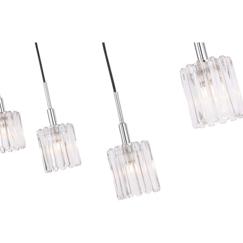 Woodbridge Lighting Candice Frosted Square Metal Linear Pendant in Chrome/Bronze