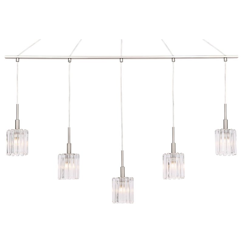 Woodbridge Lighting Candice Frosted Square Metal Linear Pendant in Satin Nickel