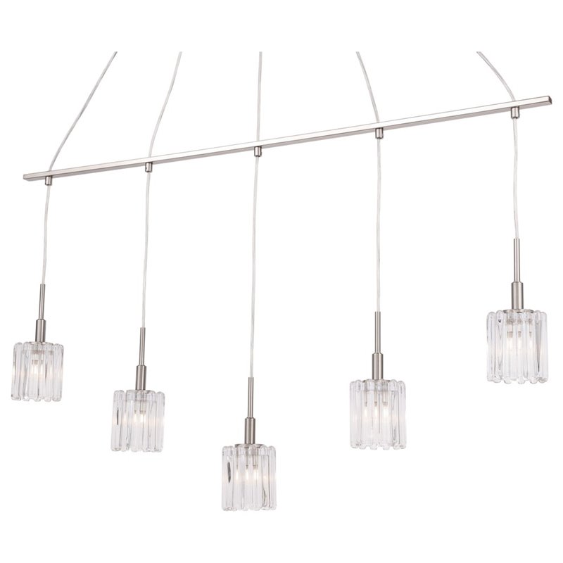 Woodbridge Lighting Candice Frosted Square Metal Linear Pendant in Satin Nickel