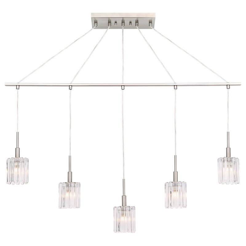 Woodbridge Lighting Candice Frosted Square Metal Linear Pendant in Satin Nickel