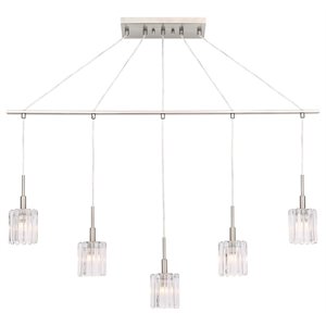Woodbridge Lighting Candice Frosted Square Metal Linear Pendant in Satin Nickel
