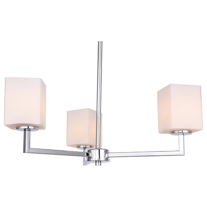 Woodbridge Lighting Candice 3-Light Opal Square Glass Chandelier in Chrome