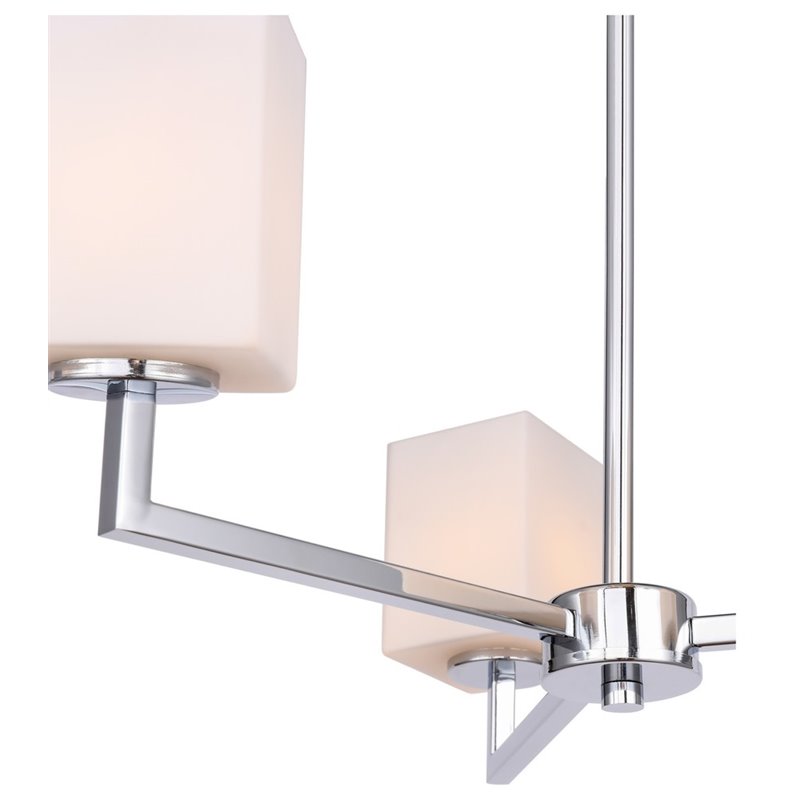 Woodbridge Lighting Candice 3-Light Opal Square Glass Chandelier in Chrome