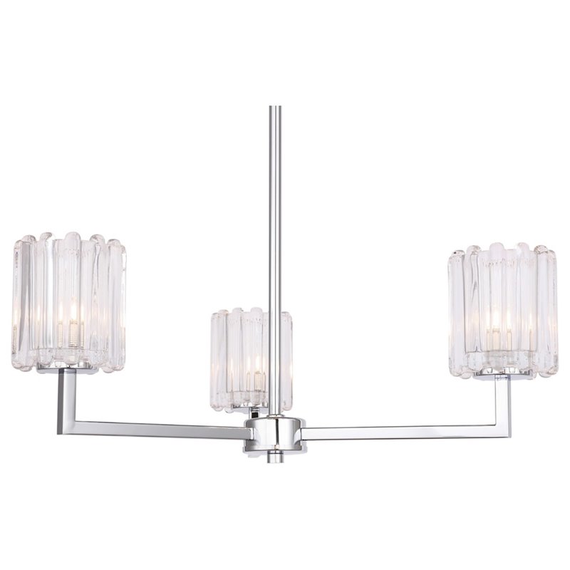 Woodbridge Lighting Candice 3-Light Swizzle Stick Glass Chandelier in Chrome