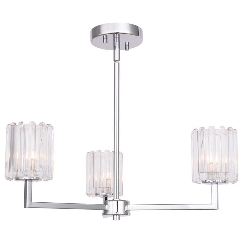 Woodbridge Lighting Candice 3-Light Swizzle Stick Glass Chandelier in Chrome