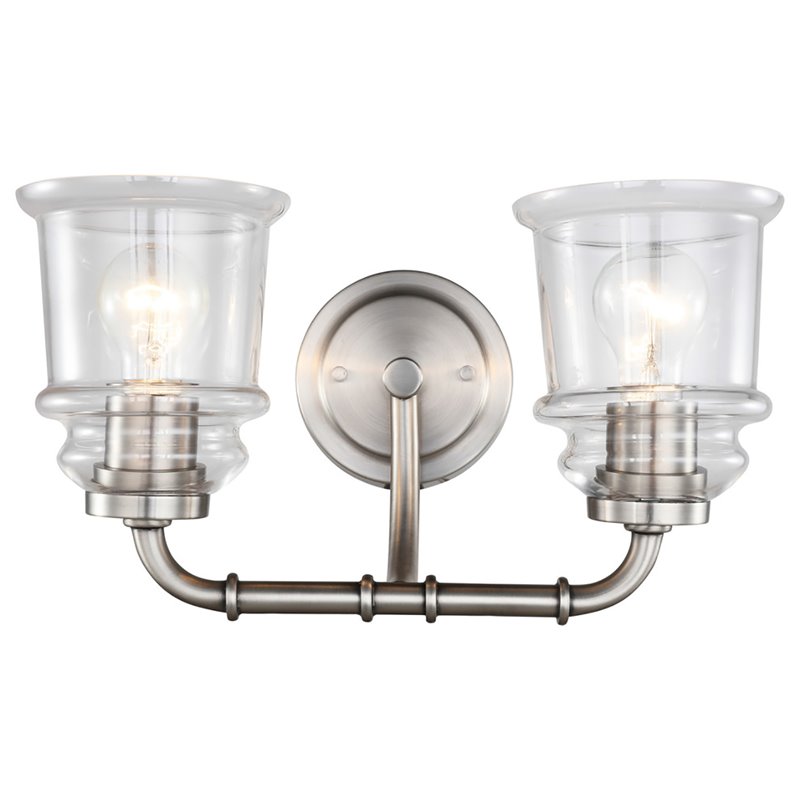 Woodbridge Lighting Elliot 2-Light Metal Bath in Antique Nickel