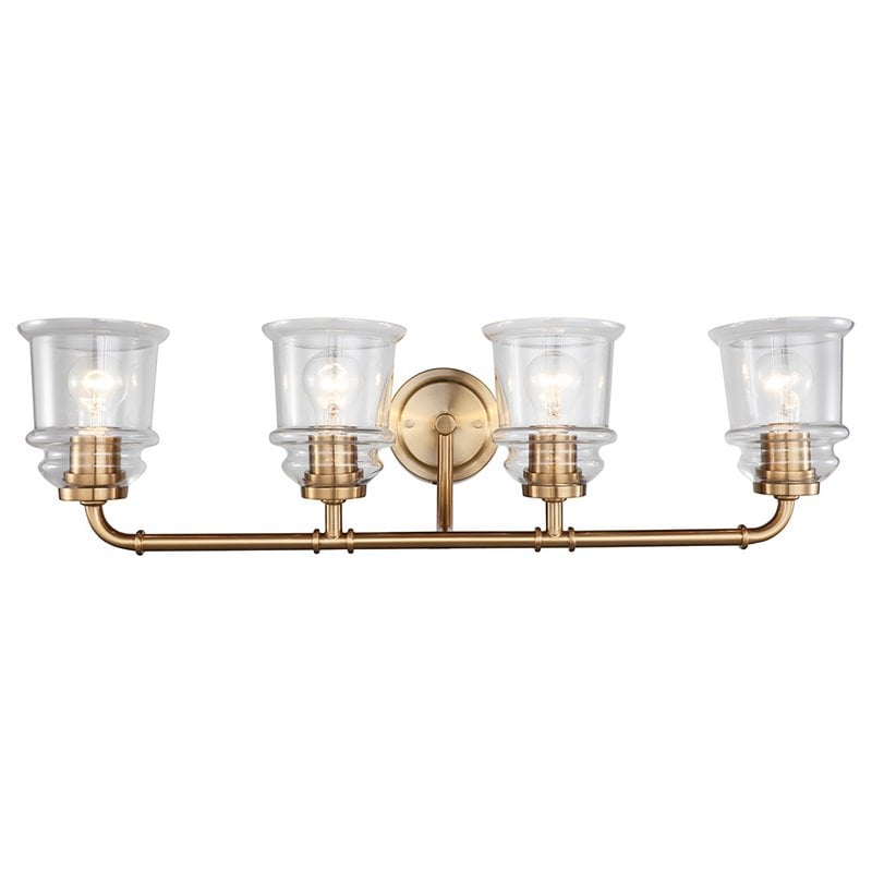 Woodbridge Lighting Elliot 19554 4-Light Transitional Metal Bath in Brass