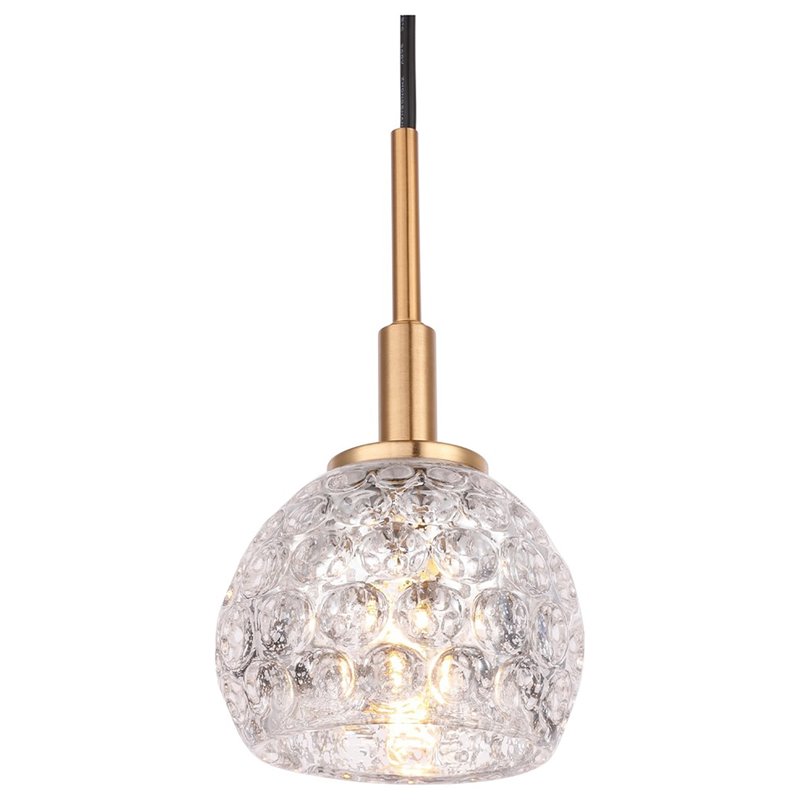 Woodbridge Lighting Elise 3-Light Mercury Crystal Ball Glass Pendant in Brass