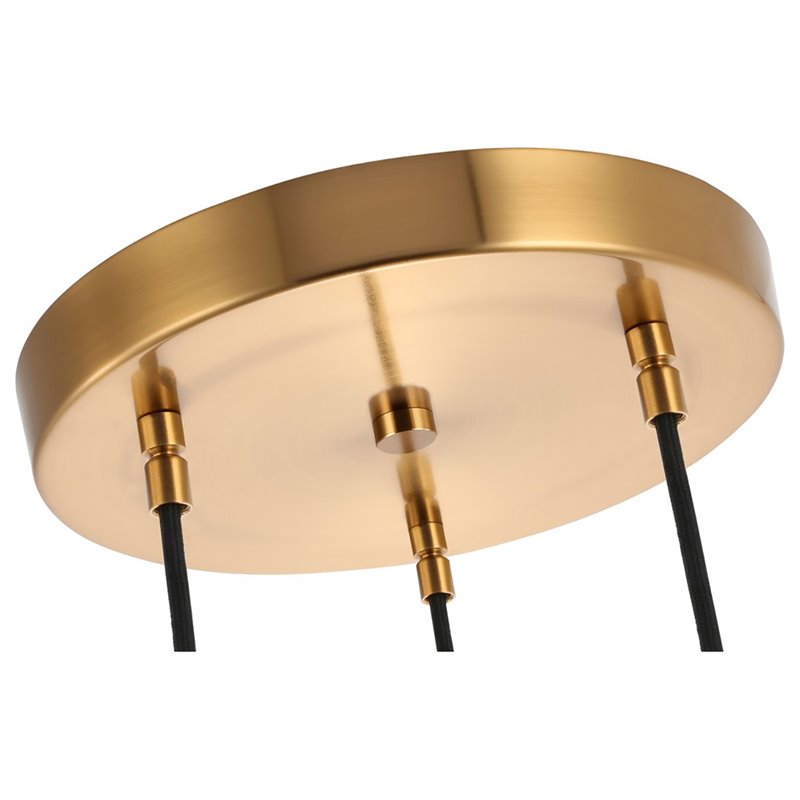 Woodbridge Lighting Elise 3-Light Mercury Crystal Ball Glass Pendant in Brass