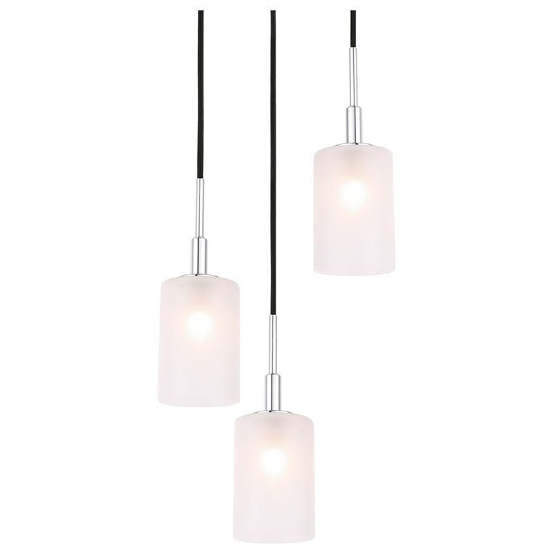 Woodbridge Lighting Elise 3-Light Opal Cylinder Glass Pendant in Chrome