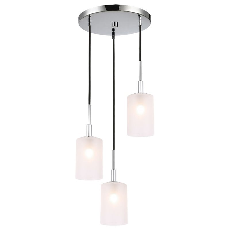Woodbridge Lighting Elise 3-Light Opal Cylinder Glass Pendant in Chrome