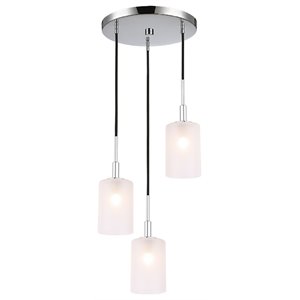 Woodbridge Lighting Elise 3-Light Opal Cylinder Glass Pendant in Chrome
