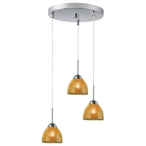 woodbridge lighting north bay 3-light bell metal pendants in nickel/amber orange