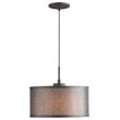 Woodbridge Lighting Drum Fabric & Metal Mini-Pendant in Bronze/Gray
