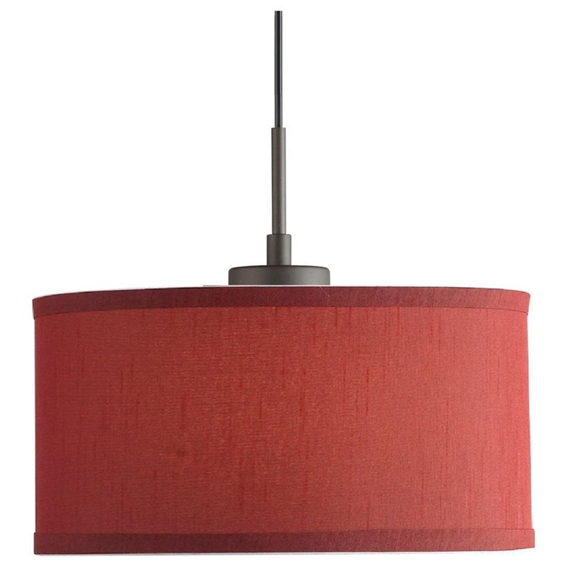 Woodbridge Lighting Drum Fabric & Metal Mini-Pendant in Bronze/Red