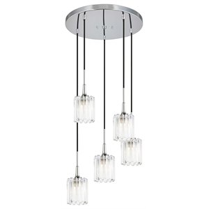 Woodbridge Lighting Regent Park 5-Light Swizzle Glass Pendant in Chrome